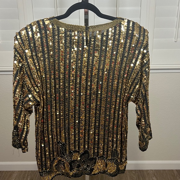 Vintage 80’s Gold and Black Sequin Top by Princess Collection - Picture 5 of 5